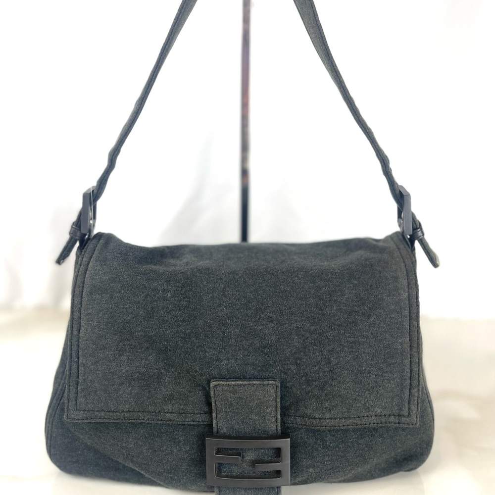 FENDI Jersey Mama Baguette Charcoal Grey